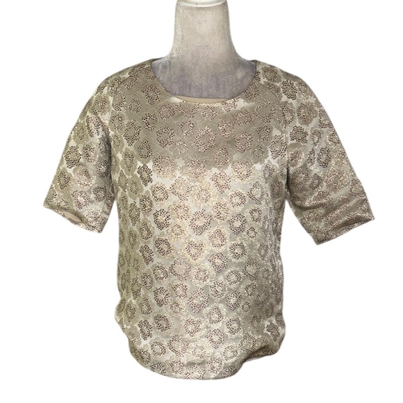 J. Crew Silk Blend Metallic Gold Brocade Top - 2 - Picture 4 of 14